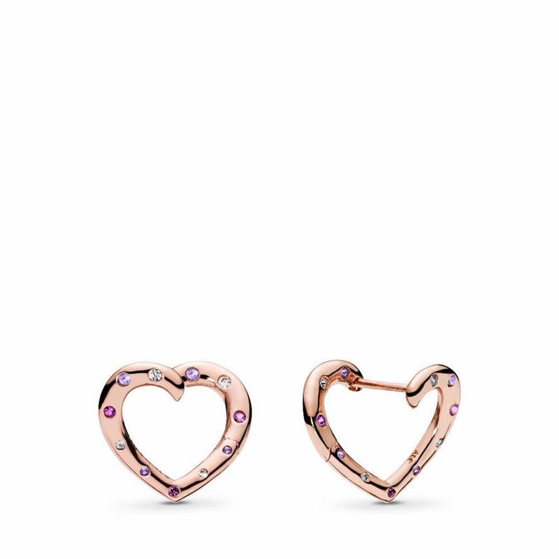 Pandora Australia Rose™ Bright Hearts Hoop Earrings | PQKZVL983